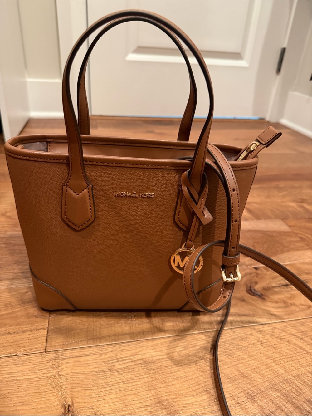 Michael Kors Caramel Brown Saffiano Leather Tote with Removable Strap